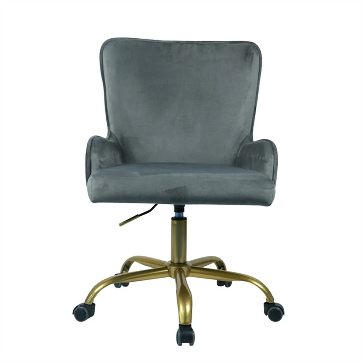 Velvet ofis kreslosi oltin metall oyoqlari (kulrang)